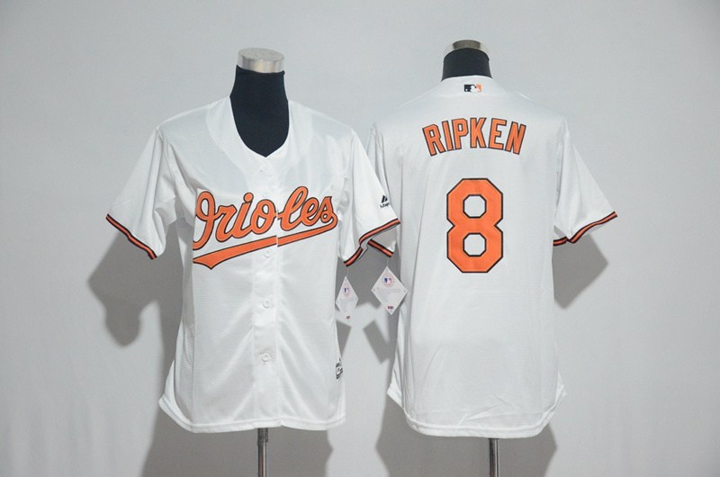 Womens 2017 MLB Baltimore Orioles #8 Ripken White Jerseys->women mlb jersey->Women Jersey